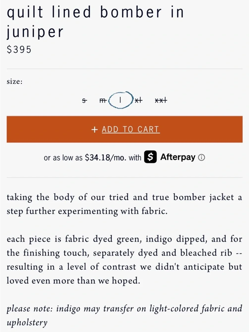 Imogene + Willie quilt lined bomber in juniper XL - Picture 10 of 11